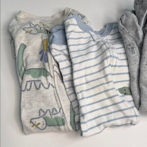 3 x Footie Pajamas (6 month size) ONE PIECE